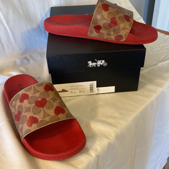 Coach | Shoes | Coach Udele Valentines Slides Womens Size B In Electric Red  | Poshmark